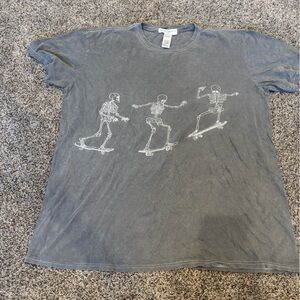 Project Social T Gray Skeleton Skateboard Tee urban outfitters one size